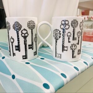 Alison Moore Ceramics Coffee Mugs bone China England keys black white si…